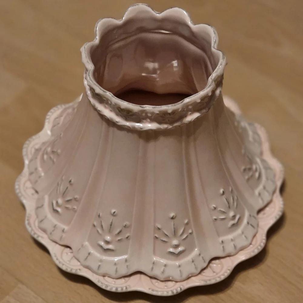 Pink Ceramic Yankee Candle Jar Shade/Plate